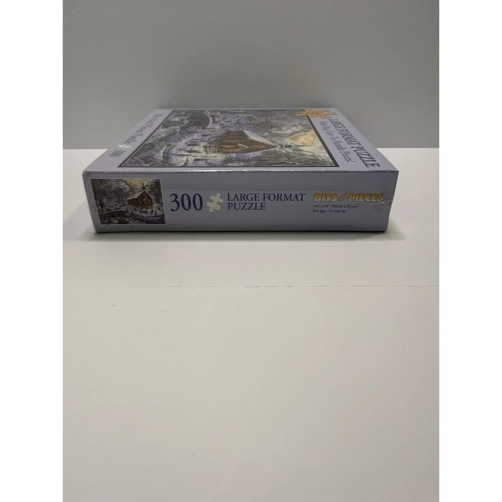 Bits And Pieces Large Format Puzzle 300 Pieces Winter Church Scene Easy Handle S